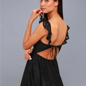 Lulus Tie-Back Black Lace Dress